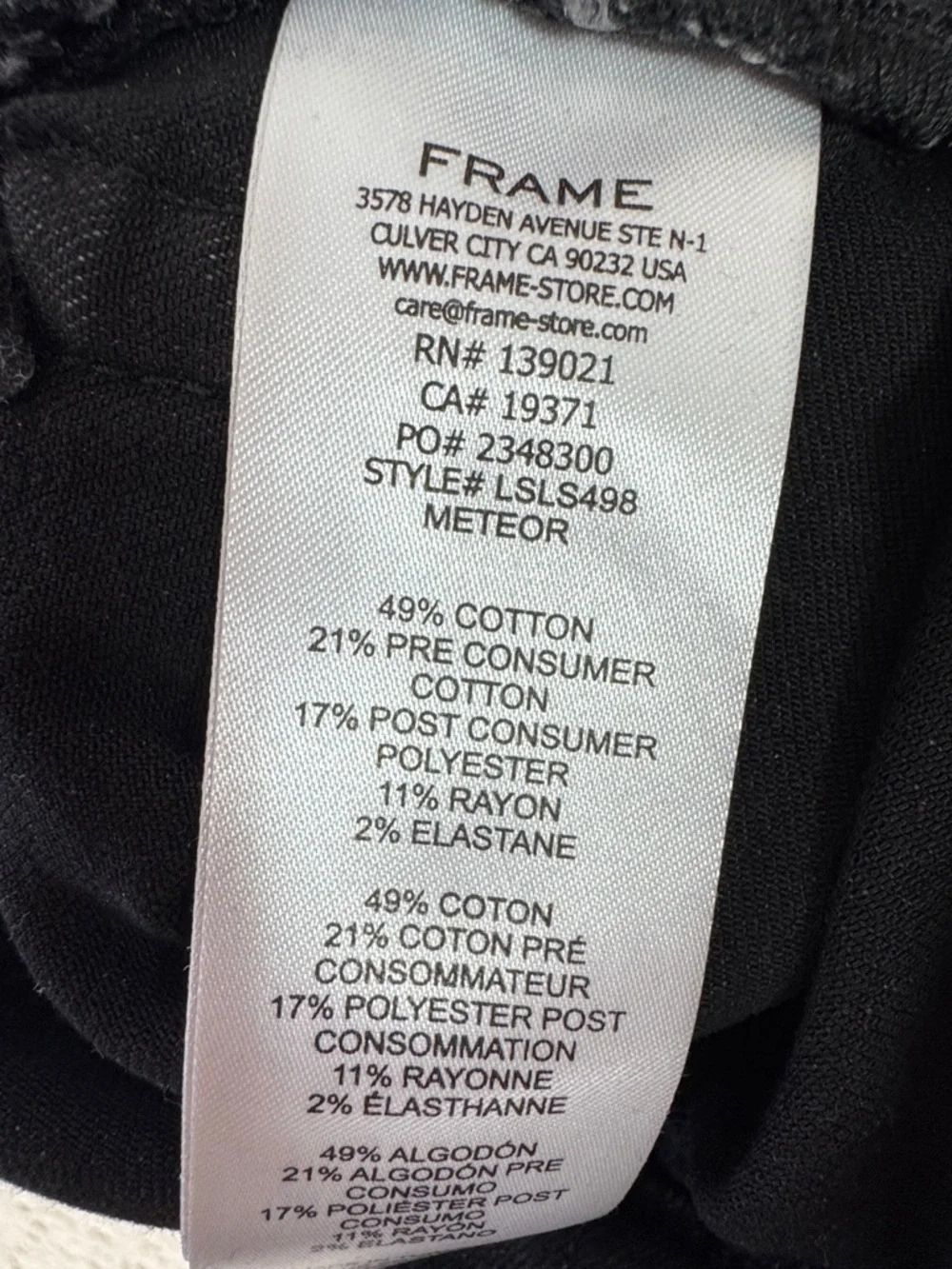 Frame Le Sleek High Waist Ankle Straight‎ Leg Jeans Size 29 Black Wash Meteor